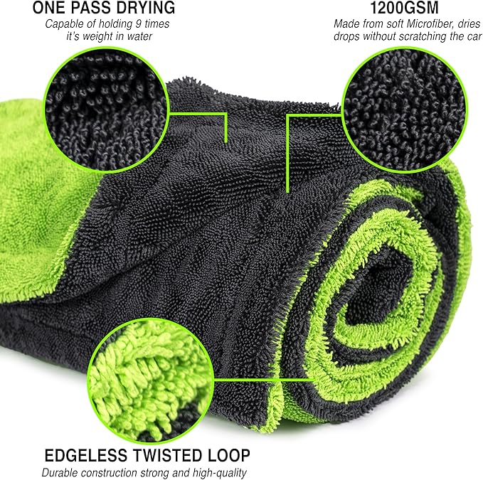 Car Care Extreme Oversized Microfiber Car Wash Drying Towel, Premium XL Shammy Towel, Ideal for Car Cleaning, High Absorbency, 34"x25" Size