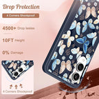 for Samsung Galaxy S25 Edge Case - Compatible with MagSafe Women Girls Cute Magnetic Protective Phone Cover Girly Blue Butterfly Heavy Duty Shockproof Design for Samsung S25 Edge Case