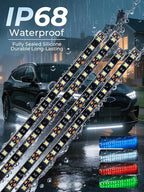 LED Strip Lights 12V Cuttable IP68 Waterproof 12 Inch Interior Exterior Underbody Light for Car SUV Truck Motorcycle Boat Golf Cart 18 SMD 5050 White 4 Pack