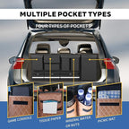 Backseat Hanging Organizer with Large Storage Bags | PU Leather, Large Capacity | Adjustable Straps, Waterproof & Collapsible | Universal Fit for SUVs, Sedans & Trucks | Brown, 37.8" x 18.1" - P810