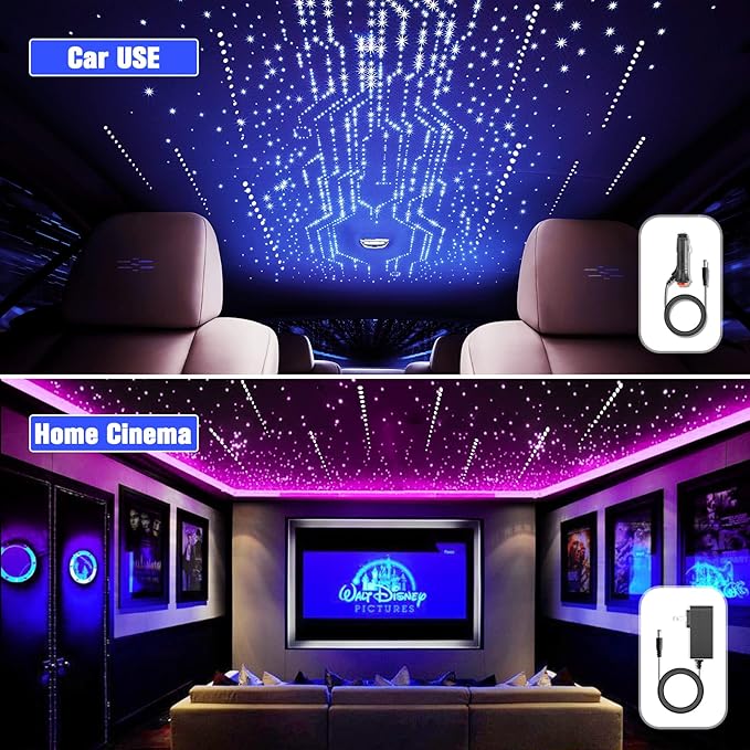 Meteor 16W Starlight Headliner Kit, Star Light Headliner with Bluetooth APP/Remote/Music Mode, Fiber Cable 450pcs of(0.03+0.04+0.06in)*9.8ft+Shooting Star kit for Car Roof&Home Decoration