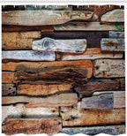 Ambesonne Driftwood Shower Curtain, Wooden Theme Driftwood and Knotty Planks in The Vintage Style Design Digital Image, Cloth Fabric Bathroom Decor Set with Hooks, 69" W x 75" L, Brown