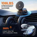 Magnetic Car Phone Holder for MagSafe, 15W Wireless Charging, 360° Adjustable Dashboard Mount, Compatible with iPhone 12-17 & Android（Orange