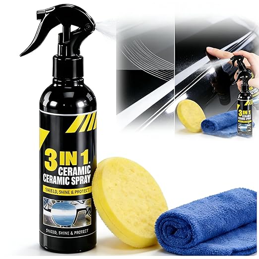 Ceramic Coating Spray for Cars Professional German-Engineered SiO₂ Ceramic Maintenance & Paint Protection Spray, High Gloss Hydrophobic Finish, Ideal After Wash, Before Rain & Road Trips