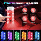 4 PCS Car LED Lights, USB Plug-in Rechargeable 8 High-Brightness LED Beads,Portable Mini Touch Control Dimmable Night Light for Car/Bedroom/Party/Holiday Decoration (2Red&2Blue)