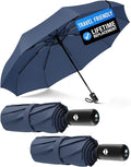 Rain-Mate Windproof Compact Umbrellas for Rain - Strong Reinforced Fiberglass Rib Design & Auto Open & Close - Portable Folding Travel Umbrella - Lightweight & Packable for Women & Men, Easy Collapse