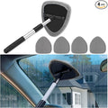 Windshield Cleaner Tool - Portable Car Interior Window Cleaning Kit with Extendable Handle, 4 Microfiber Towel Pads, Auto Glass Wiper for Windshield, Universal for RV, SUV, Truck (Gray)