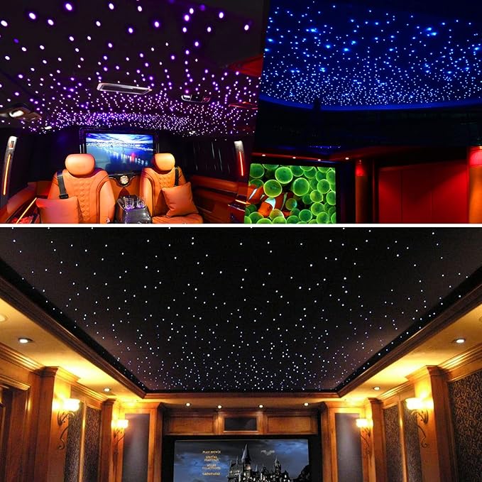 CHINLY 550pcs Starlight Headliner Kit - App Controlled Star Lights with Twinkle, RGBW Effects - 9.8ft Fiber Optic Car Ceiling Lights