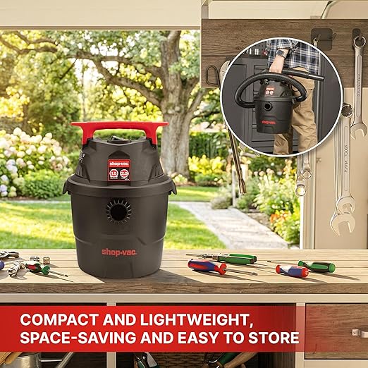 Shop-Vac 1.5 Gallon 2.0 Peak Wet/Dry Vacuum, Small Portable Shop Vacuum with Attachments, Mini Shop Vac for Garage, Car, Home and Pet