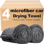 4 Pack 35 x 24 Inch Car Drying Towels 1200 GSM Microfiber Towel for Cars, Absorbent Detailing Cloth for SUV, Rv, Truck and Window, Grey