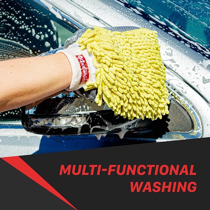 Maxshine Universal Yellow Chenille Microfiber Car Wash Mitt | High-Efficiency Scratch-Free Wash Mitt for Cars, Trucks, SUVs, Boats & RVs | Premium Reusable Auto Detailing & Car Cleaning Accessory