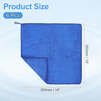 HARFINGTON 6 Pack Microfiber Cleaning Cloth, 14" x 14" Multi-Functional Cleaning Towels Reusable Absorbent Rags with Hook for Car Wash Kitchen Household Window Clean, Sapphire Blue