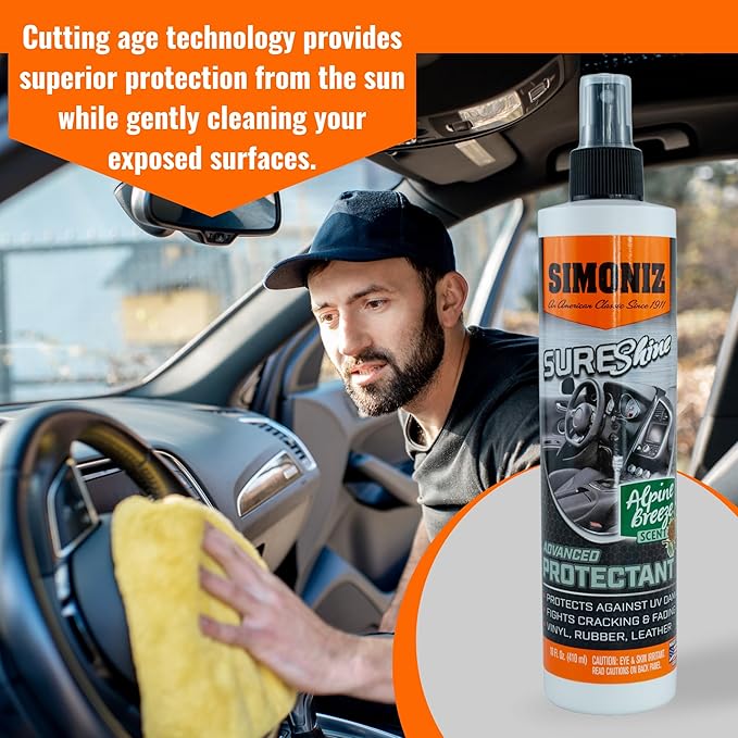 Simoniz Sure Shine Auto Detailer – 10 oz Bottle Professional Mist and Wipe Vehicle Protectant – Instantly Provides a Just Waxed Look & Feel - for Cars, Trucks, SUVs, Boats & Bikes (Alpine Breeze)