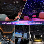 36W 4-Color RGBW Car Starlight Headliner Kit, 800pcs0.03in9.8ft, Twinkle & Sound Activate 4-Port Fiber Optic Light Engine with Bluetooth APP&Remote Control, Star Lights for Car and Home