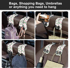 CoBak Purse Hook for Car - Universal Premium Stitched Leather and Aluminum-Magnesium Alloy Double Car Seat Back Storage Hook for Purses, Handbags, Bags (2 Pack),Tulip