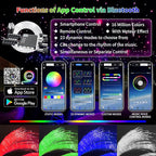 Upgraded Starlight Headliner Kit, Meteor & Music Effect 16 Million Colors, 22W RGBW 1300pcs 0.2in x 4.92ft, Split 4+10 Holes Fiber Optic Light Kits for Car Home Ceiling, APP & Remote