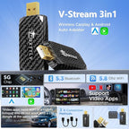 MSXTTLY Mini 3in1 Stream CarPlay Android Auto Wireless Adapter, Support Netflix/YouTube/TikTok/PrimeVideo Box, Only Compatible with Wired CarPlay Car Model 2017+, for Android 11 & iPhone iOS 10+