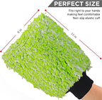 TAKAVU New Car Wash Mitt, 2 Pack Premium Cyclone Microfiber Washing Gloves, Holds Tons of Sudsy Water for Effective Washing, Machine Washable, Lint Free, Scratch Free (Green & White)