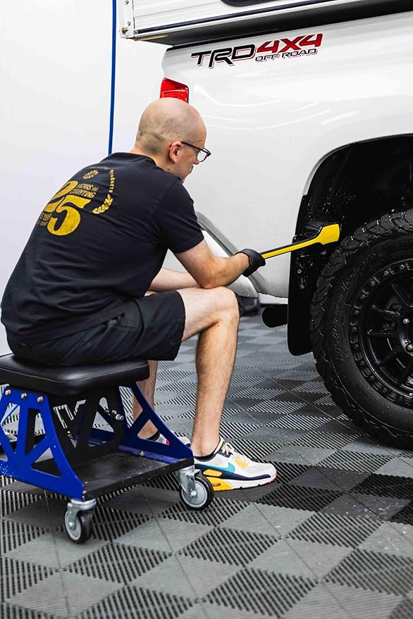 Detail Factory - Fender Well Brush - Ergonomic ProGrip Handle, Stiff Synthetic Bristles, Ergonomic Design, Clean Your Wheel Wells with Ease - Live Wire