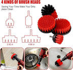 Amiss 18 PCS Car Cleaning Tools Kit, Car Detailing Brush Set with Driller Attachment Set, Car Wash Kit, Car Cleaning Brushes for Cleaning Interior, Exterior, Wheels, Etc. (Red)