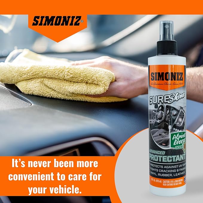 Simoniz Sure Shine Auto Detailer – 10 oz Bottle Professional Mist and Wipe Vehicle Protectant – Instantly Provides a Just Waxed Look & Feel - for Cars, Trucks, SUVs, Boats & Bikes (Alpine Breeze)