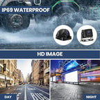 Wired Backup Camera System with 10.1’’ IPS Monitor for Truck RV Trailer Bus, Rear View Camera, with Side Front View Camera, 4 Split Screen, Super Waterproof, Night Vision, Easy Installation AHD1080P