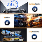 CAMECHO 3 Channel Mirror Dash Cam, 9.66" WiFi Triple Rear View Mirror with Front 1080P, Inside and Rear Cameras with G-Sensor, Night Vision, Loop Recording, Reverse Assist, APP Control, 64GB TF Card