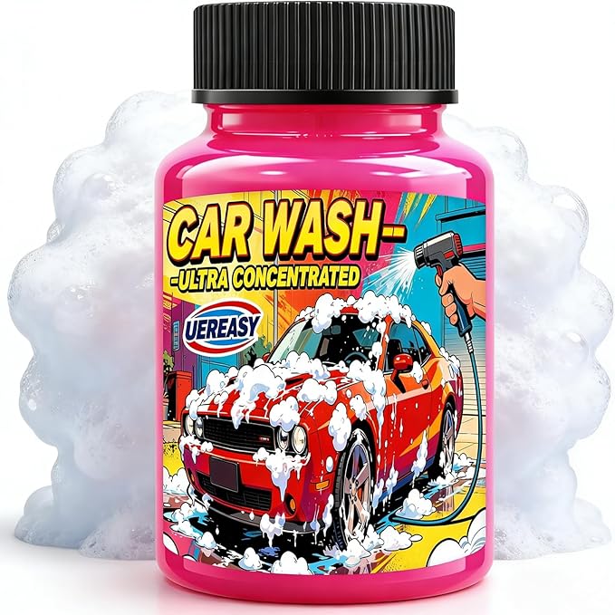 Car Wash Ultra Concentrated, High-Foaming, Car Wash Soap, Safe for Cars, Trucks, Motorcycles, RVs & More, Works for Foam Cannon or Gun, Rose Red, 4 oz