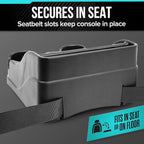 Moblorg Small Center Console for Cars, Trucks, Minivans, SUVs, Vehicle Organizer, Cup Holders, Recycled Plastic, Made in USA (Black)