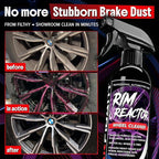 Carfidant Rim Reactor Wheel and Rim Cleaner Spray - Removes Brake Dust & Grime - Safe for BMW, Mercedes, Audi, VW & Porsche - No Scrub, pH Neutral, Non-Acidic Tire Cleaner - 32 fl oz