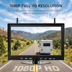 eRapta Magnetic Wireless Backup Camera Kit with HD1080P 10” DVR Monitor, Dual RV/Trailer/Truck/Tractor Cameras Wireless System, No Wiring, 9600mAh Rechargeable Battery, IR Night Vision-ACT1002