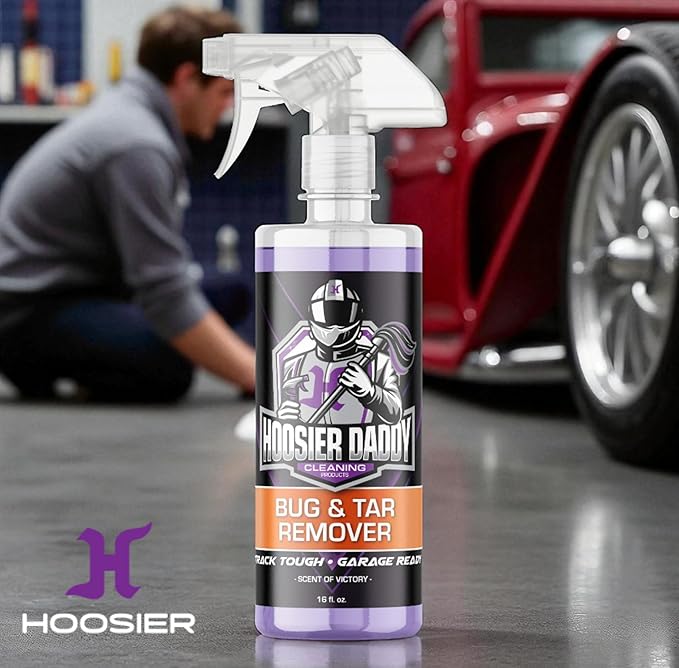 Hoosier Daddy 16oz Car Bug & Tar Remover - Fast-Acting Formula Dissolves Tough Bugs, Tar, & Sap - Easy Spray-On, Wipe-Off Solution for a Spotless Polished Finish + Air Freshener (10-Pack)