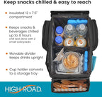 High Road CarHop Car Caddy Organizer with Road Trip Cooler, Car Cup Holder Bin, Sturdy Snack and Play Lid and 6 Organization and Storage Pockets, Starry Night