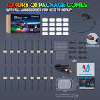 MICTUNING Q1 MAX RGB+IC Rock Lights 16 Pods Kit, 384 Beams 1000% Brighter Chasing Dreamcolor Underglow Neon Lights, APP Control Multicolor Extensible Underbody Lighting Kit for Truck ATV UTV Boat