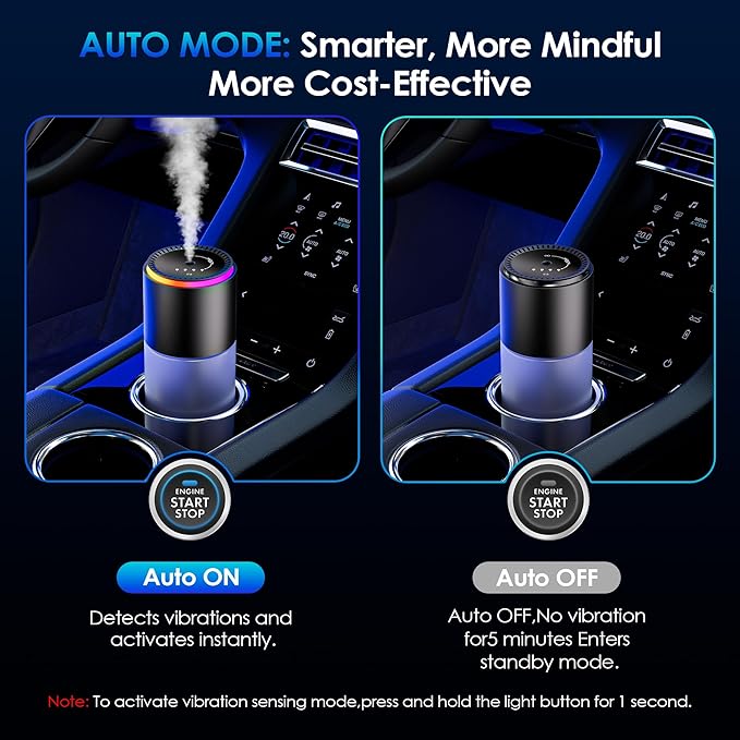 Klomsuw Car Air Freshener,Smart Car Air Freshener, car Diffuser with 150 ML (5oz) Capacity Multi-fragrance, RGB Music Syncing Light, Auto On/Off (Oceans)