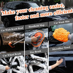 10Pcs 60" Car Wash Kit with Long Handle, Soft Extendable Car Wash Brush & Mop, Wheel & Tire Brush, 2-in-1 Window Squeegee, Microfiber Towel & Wash Mitt for Cars, SUVs, Trucks Exterior Cleaning