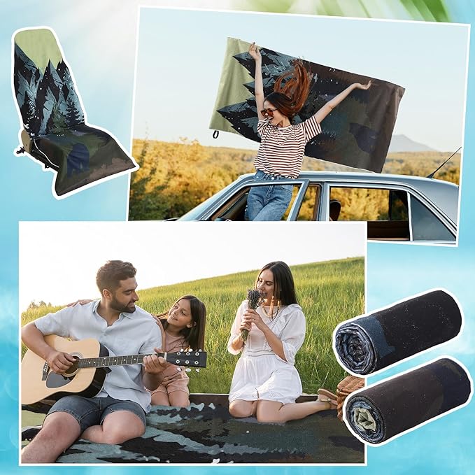 Hahafelt 2 Pack Car Seat Towel Covers Athletic Running Towel Performance Microfiber Post Workout Sweat Washable Cover Non Slip for Seat Outdoor Sport (Bear Ridge)