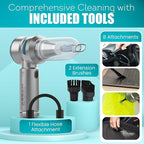 Cordless Car Vacuum Cleaner – 15000PA High Power Portable Vacuum for Car with Vacuum, Blower, Inflation & Deflation Modes, Flexible Hose for Hard-to-Reach Areas, HEPA Filters & Hard-Shell Carry Case