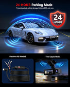4K+2K+2K 3 Channel Dash Cam Front and Rear, 128GB Card Included, Dash Camera for Cars 5.8G/2.4G Dual Wifi, Built-in GPS, Night Vision, WDR, 170°Wide Angle, G-Sensor Emergency Lock, 24H Parking Monitor