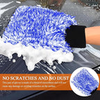 2PCS Car Wash Mitt, 11"×8" Cyclone Microfiber Cleaning Mitt for Cars, Scratch-Free & Lint-Free, Double Sided Automotive Washing Gloves, Universal Auto Cleaning Supplies (Blue+White)