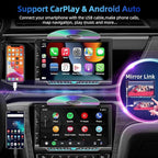 Double Din Car Stereo with Carplay&Android Auto,7 Inch HD Touchscreen Car Radio Support CD DVD Player,Bluetooth,Backup Camera,Mirror Link,SWC,Subwoofer,USB/TF/AUX Input, AM/FM Car Stereo Receiver