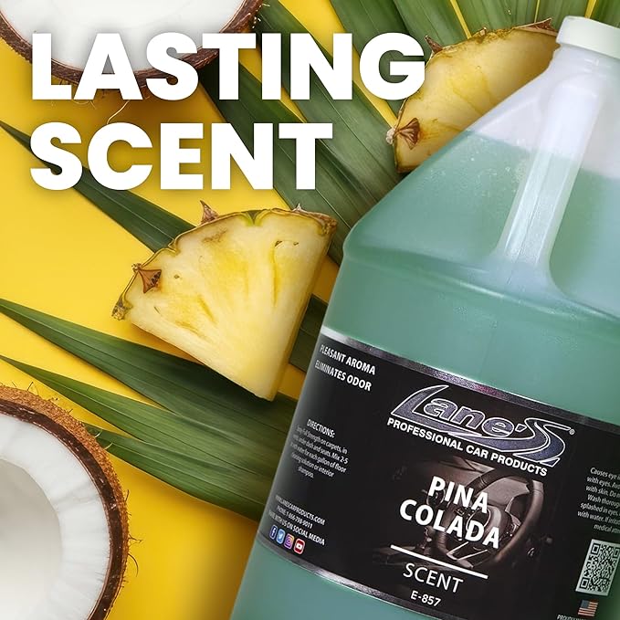 Lane's Premium Car Air Fresheners - Pina Colada Scent Water Based - 128oz Eliminate Bad Odors of Pet & Food From Car Interior Leather, Carpet, Upholstery Great For Cars, Trucks, SUVs, RVs & More