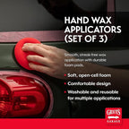 Griot's Garage Hand Wax Applicators, Foam Car Detailing Pads for Smooth Application of Waxes, Polishes, Dressing, Protectants, and More, Machine-Washable and Reusable, Red, Set of 3