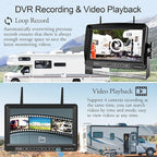 1080P Wireless RV Camera System, IP69 Waterproof Night Vision Backup Camera Side Rear View Camera with 7 Inch HD Monitor for RV Truck Trailer Camper