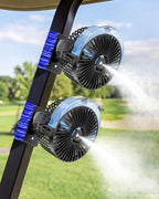 BOYISEN 2-Pack Magnetic Golf Cart Fan with Misting, 12000mAh Battery Operated Portable Fan 4 Speeds, LED Lantern, Universal Fit for EZGO Club Car Yamaha, Cruise Ship Accessories Travel Essentials