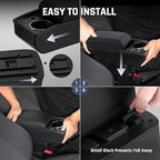 YJYWZH Car Armrest Box Fit for Ford Fiesta 3 2011-2019 MK7 Accessories Center Console Cup Holder Double Layer Storage Organizer Box with 2 USB Fast Charging Ports, Black Stitches