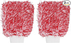 HARFINGTON 2pcs Chenille Microfiber Car Wash Mitts 10.2" x 6.7" Scratch Free Wash Gloves Absorbent Double Sided Plush Cleaning Drying Mitts for Car Washing Home, Red