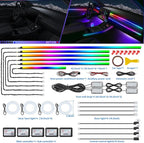 Dreamcolor Acrylic Interior Car LED Strip Light with Wireless APP, RGB 22 in 1 with 175 inches 600 LEDs Fiber Optic Car Ambient Lighting Kits, Music Sync Function Neon LED Strip for Car Accessories