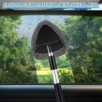 FoldTier 8 Pcs Car Windshield Cleaner Kits with Extendable Handle, 5 Microfiber Towel Pads, 1 Brush, 1 Empty Spray Bottle for Auto Glass Wiper Suvs Rvs & Home Windows (Grey)