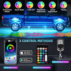 16 Pods RGB LED Rock Lights for Semi Trucks Offroad Pickup Trailer Sedan, Segmented Change Color Underglow Lights Kit with APP/RF Control, 12V Waterproof Neon Multicolor Vehicle Underbody Light